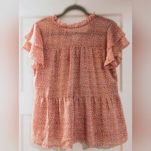 Floral Ruffle Sleeve Top - Pink